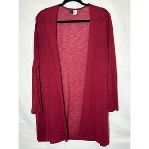 Divided by H&M Women's Fine Knit Open Cardigan Size L Long Sleeve Burgundy